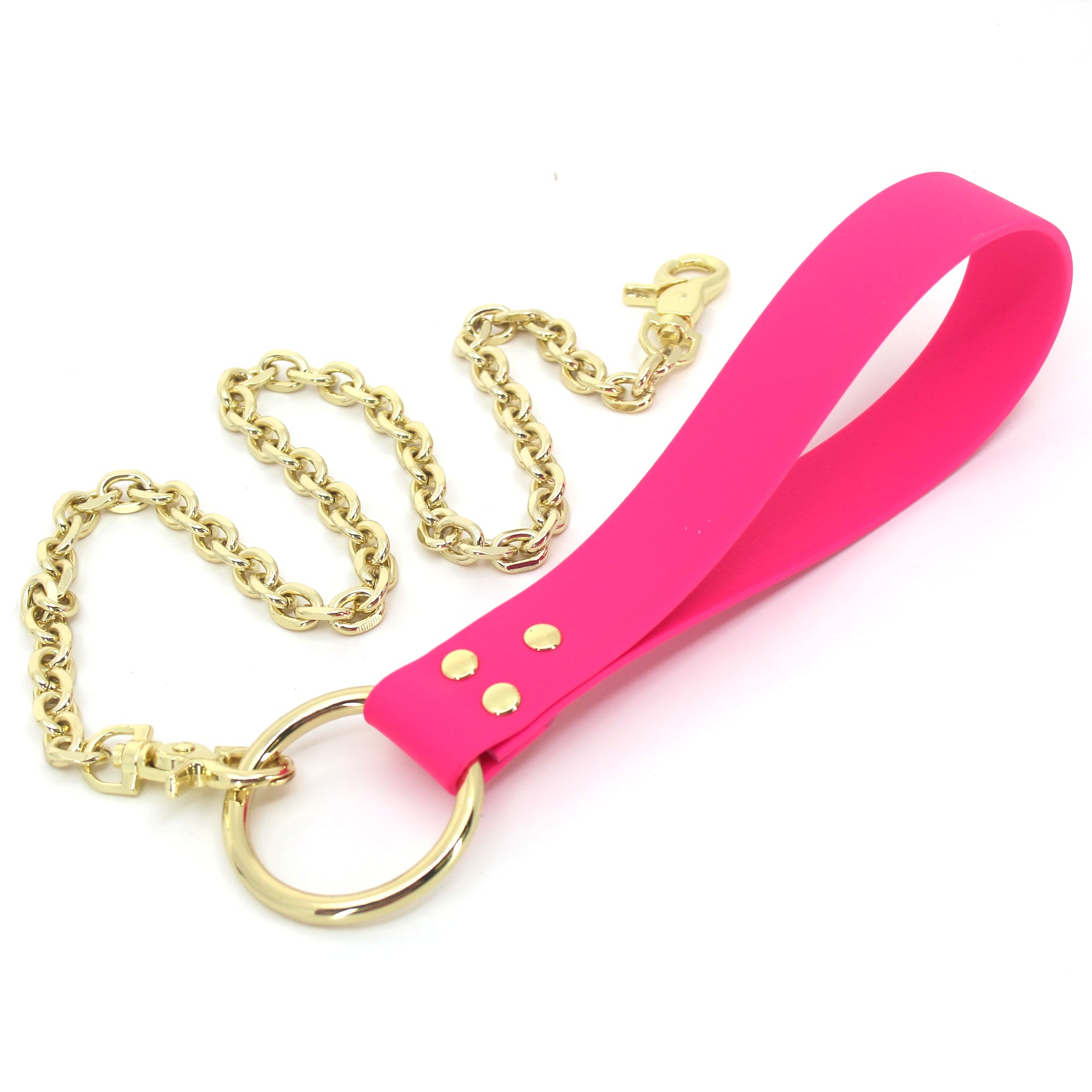Neon Pink and Gold Biothane BDSM Leash - Limited Edition Leash Restrained Grace