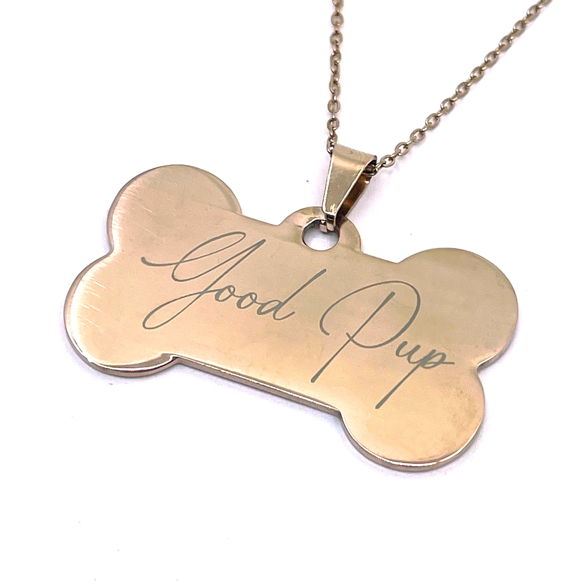 Good Pup Rose Gold Bone Pendant Necklace - Discreet Day Collar Necklace Restrained Grace