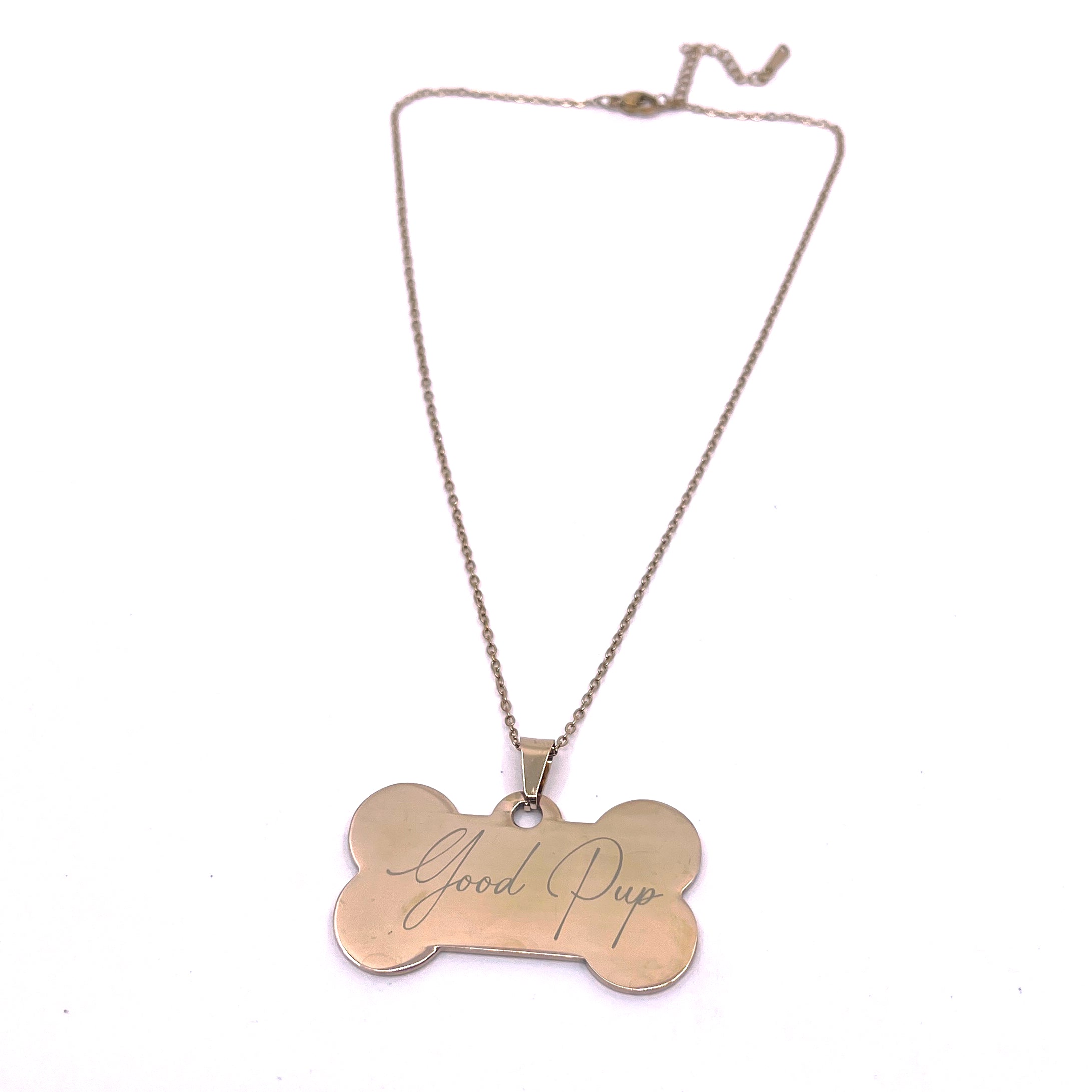 Good Pup Rose Gold Bone Pendant Necklace - Discreet Day Collar Necklace Restrained Grace
