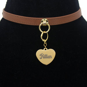 Design Your Own Steel Collar Tag - Small Heart Collar Tag Restrained Grace