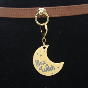 Design Your Own Steel Collar Tag - Crescent Moon Collar Tag Restrained Grace
