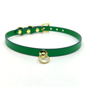 Dark Green Leather Mini BDSM Collar Collar Restrained Grace
