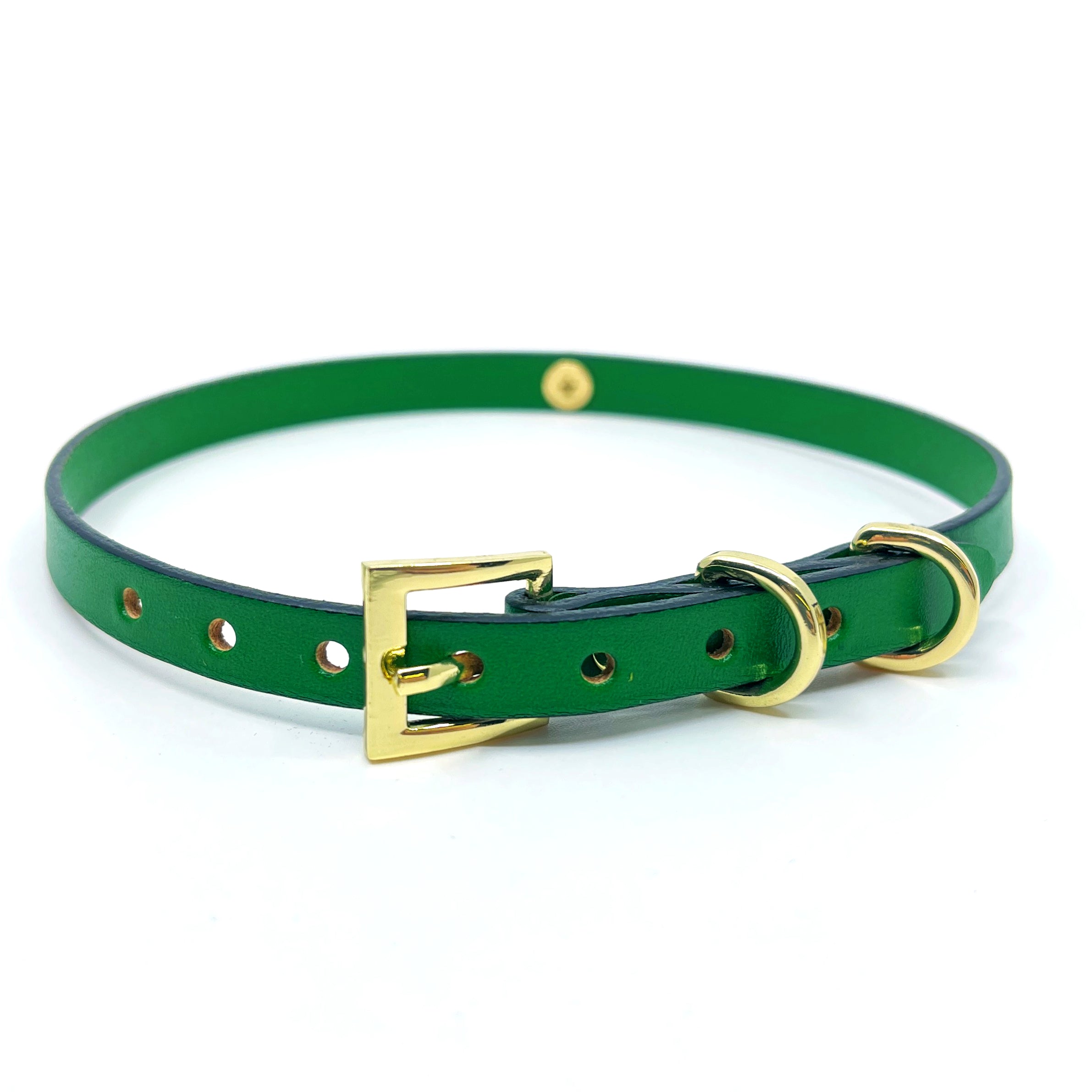 Dark Green Leather Mini BDSM Collar Collar Restrained Grace