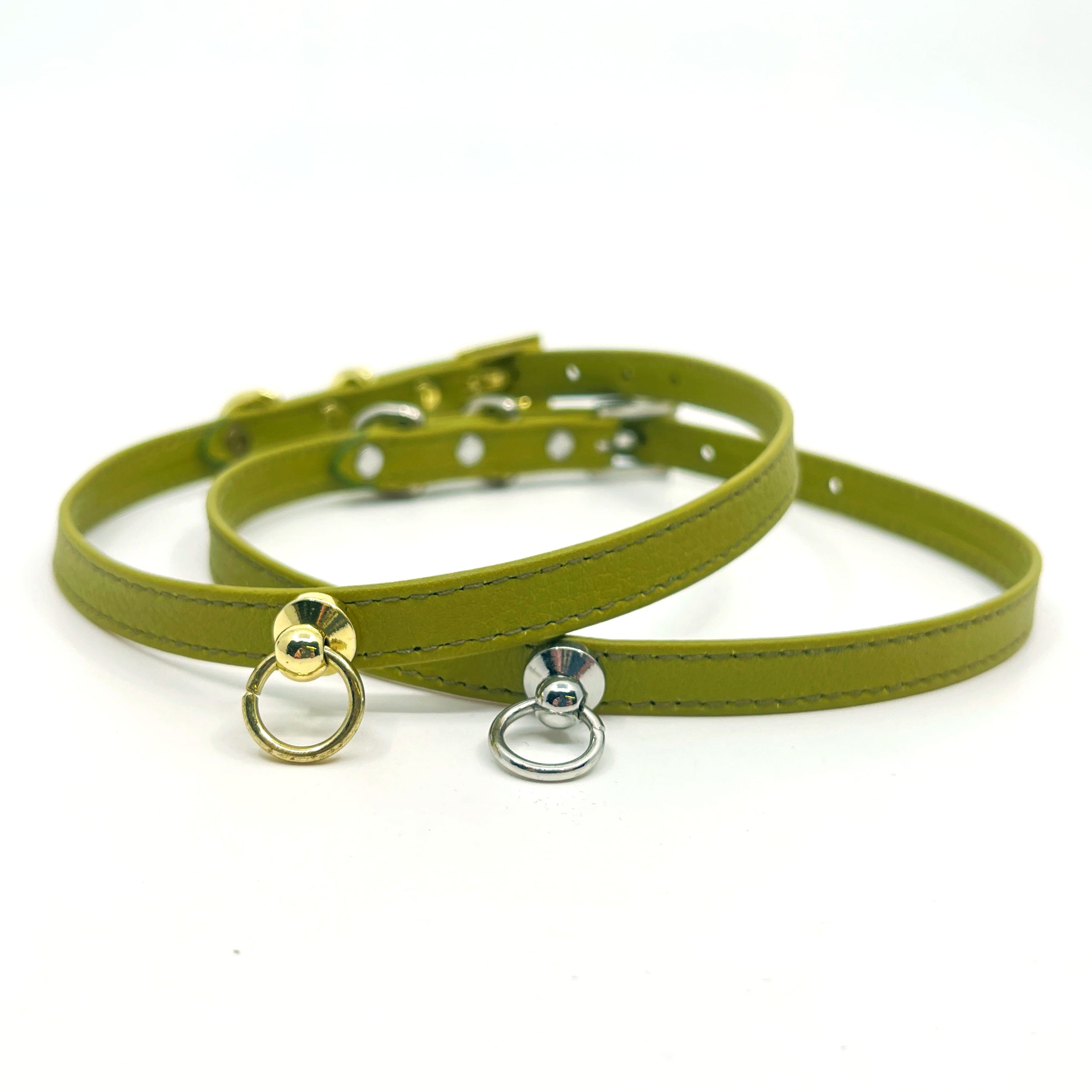 Olive Green Leather Mini BDSM Collar Collar Restrained Grace