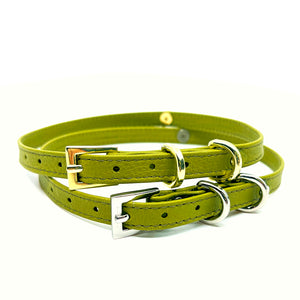 Olive Green Leather Mini BDSM Collar Collar Restrained Grace