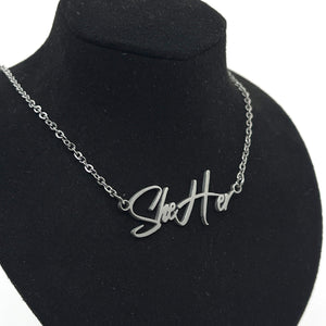 The Modern Pronoun Necklace in Stainless Steel Necklace Restrained Grace