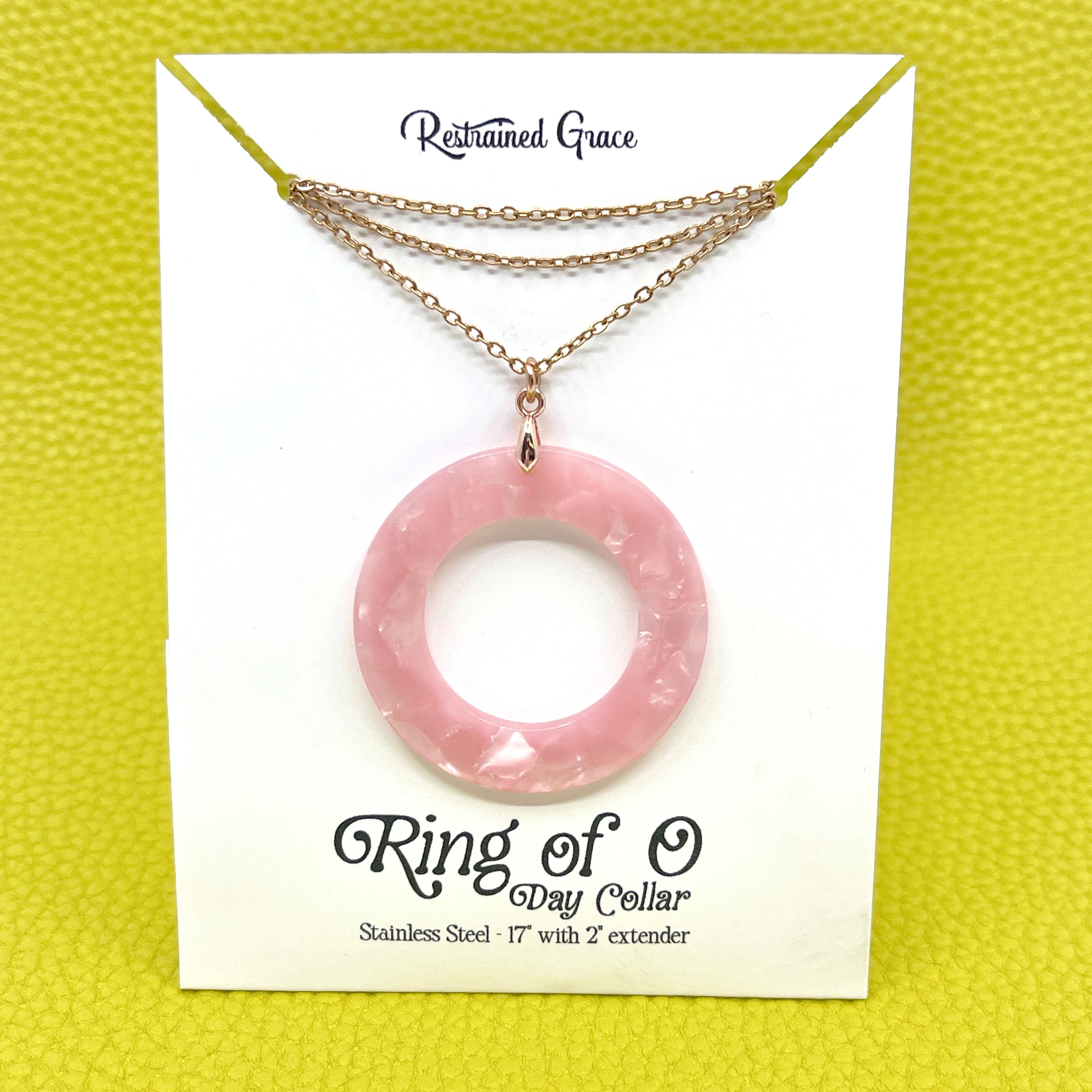 Big & Bold Acetate Ring of O Day Collar - Pink Marble Day Collar Restrained Grace
