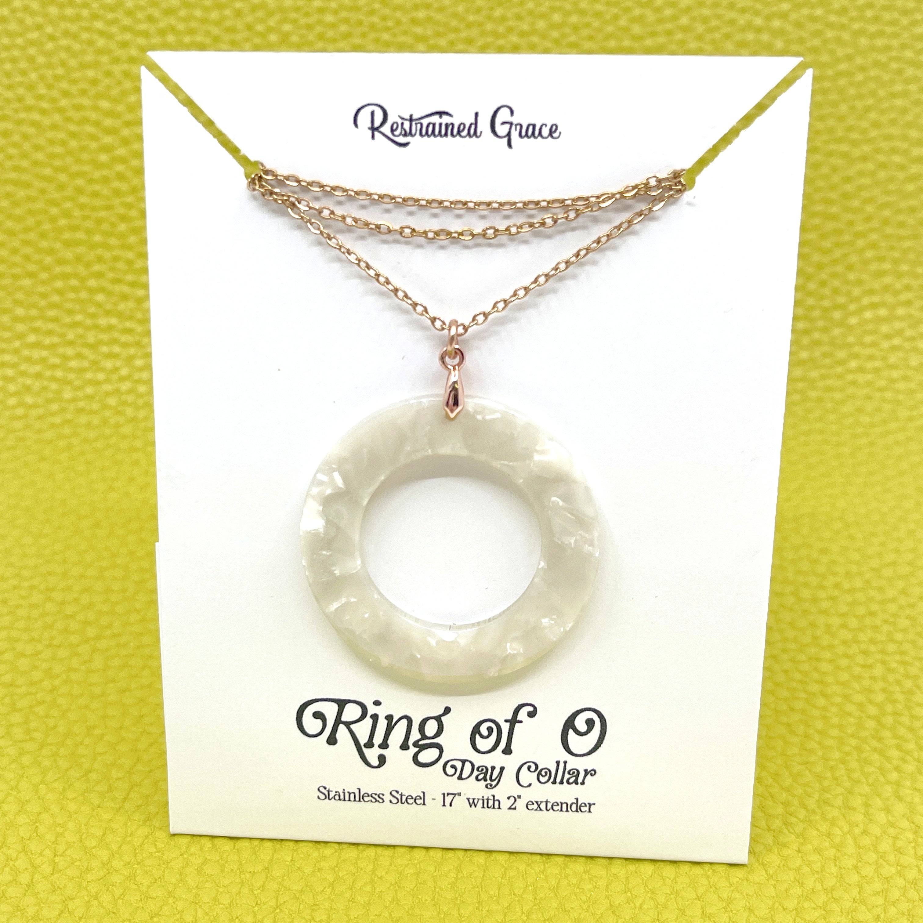 Big & Bold Acetate Ring of O Day Collar - White Marble Day Collar Restrained Grace