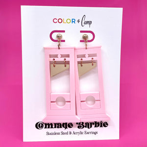Eat The Rich Blush Pink & Rose Gold Guillotine Earrings Earrings Color & Camp