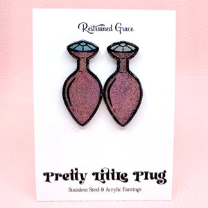 Rose Gold Glitter Princess Plug XL Stud Earrings Earrings Restrained Grace