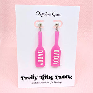 Daddy Paddle Earrings in Pink - BDSM Jewelry Earrings Restrained Grace