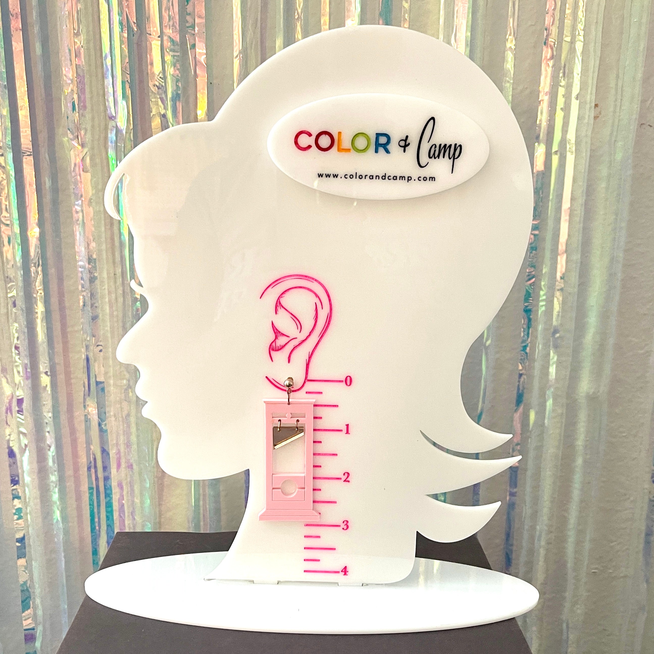 Eat The Rich Blush Pink & Rose Gold Guillotine Earrings Earrings Color & Camp