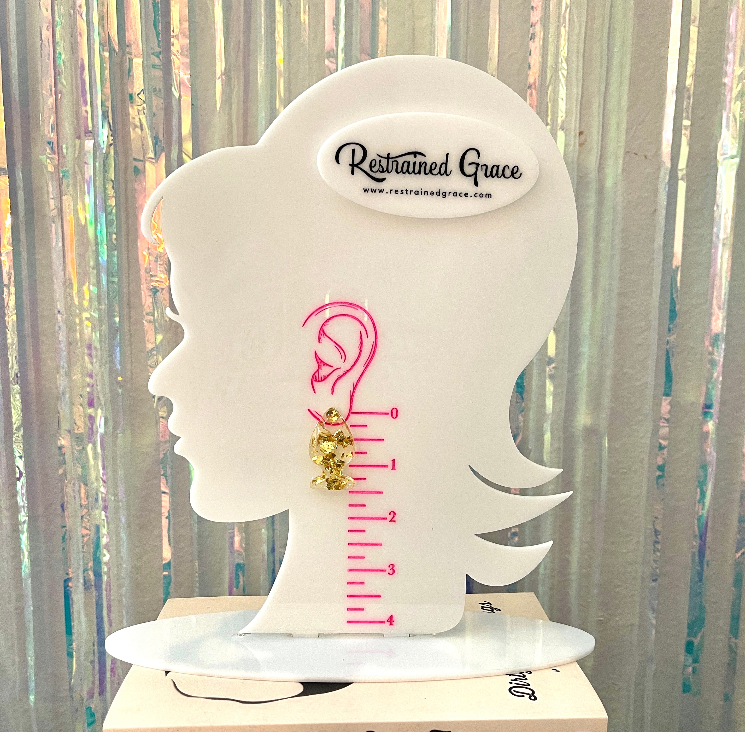 Gold Leaf Lucite Butt Plug Stud Earrings Earrings Restrained Grace