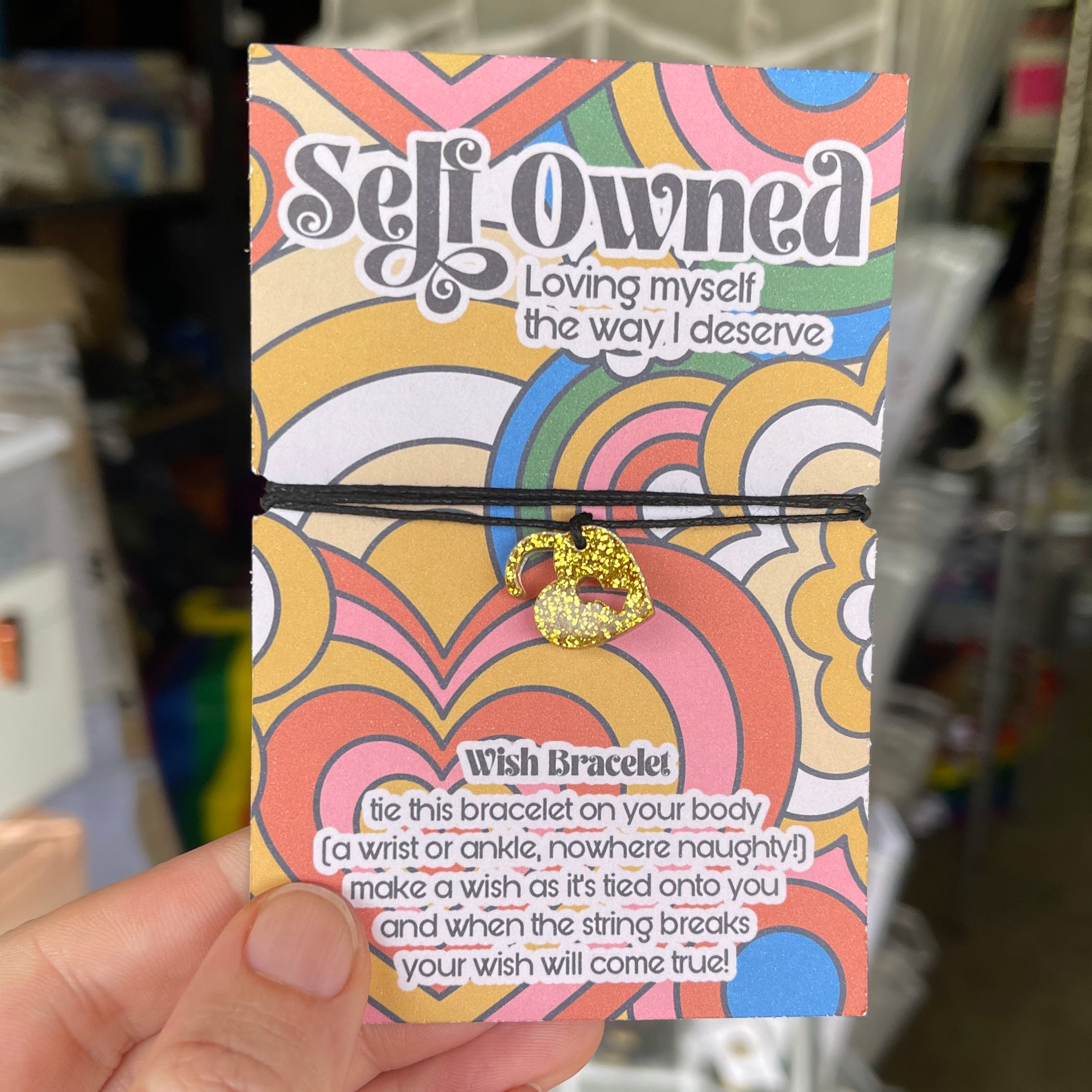 Self Owned Sub Club - Loving Myself Wish Bracelet in Gold Glitter Bracelet Restrained Grace