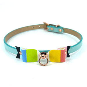 Design Your Own LGBTQIA+ Pride Bow Mini BDSM Collar Collar Restrained Grace