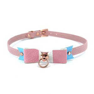 Design Your Own LGBTQIA+ Pride Bow Mini BDSM Collar Collar Restrained Grace