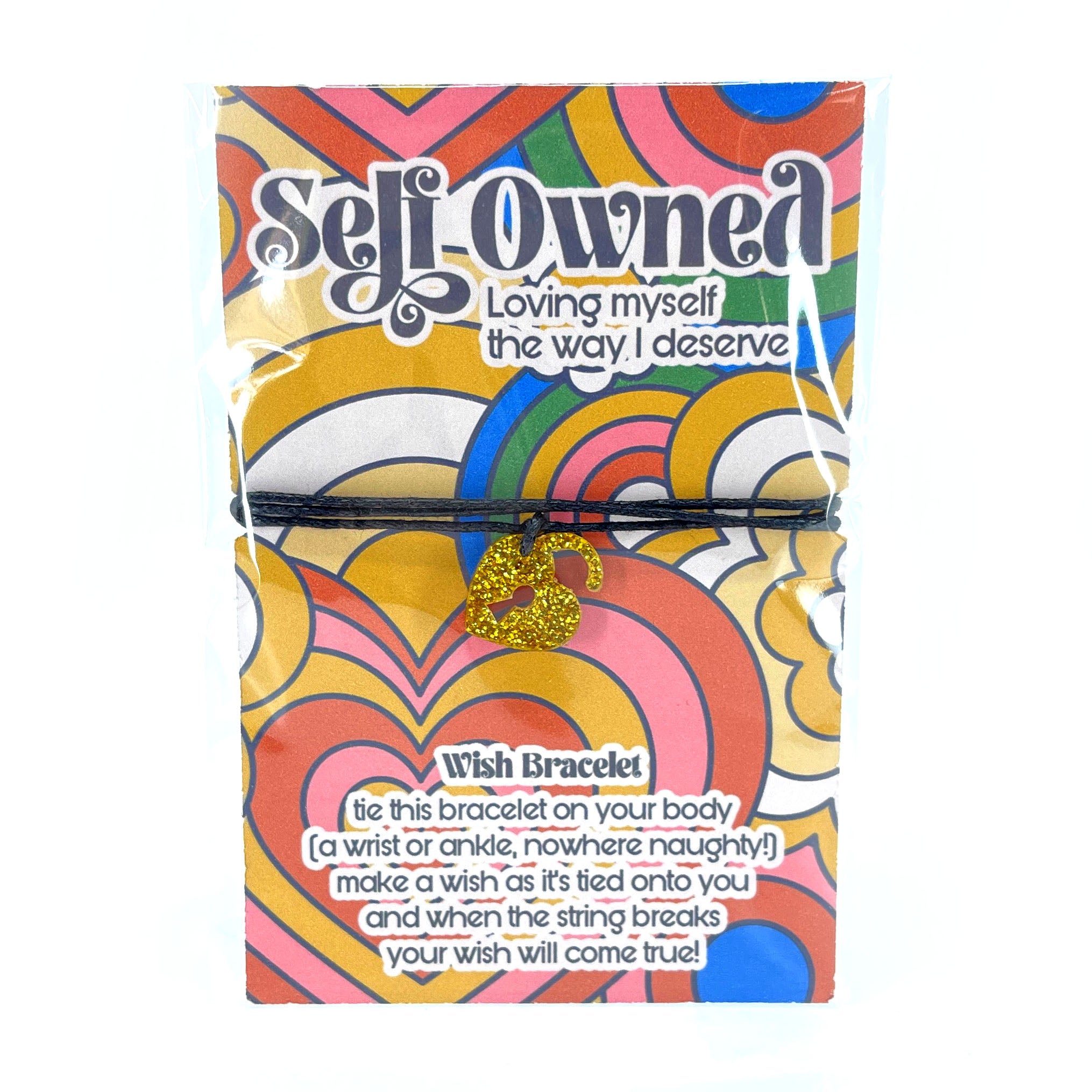 Self Owned Sub Club - Loving Myself Wish Bracelet in Gold Glitter Bracelet Restrained Grace