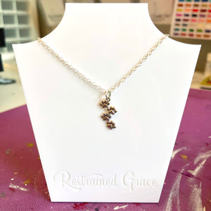 Stacked Paws Day Collar - Sterling Silver Day Collar Restrained Grace