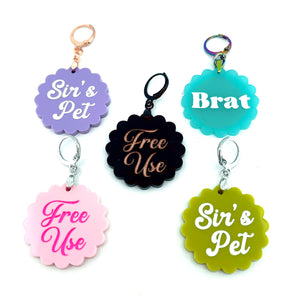 Custom Acrylic Collar Tag - Scalloped Circle Collar Tag Restrained Grace