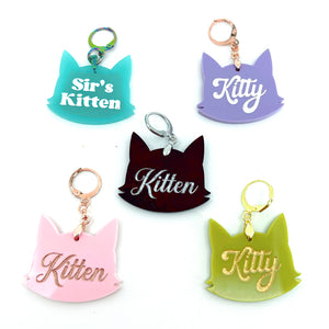 Custom Acrylic Collar Tag - Kitty Head Collar Tag Restrained Grace