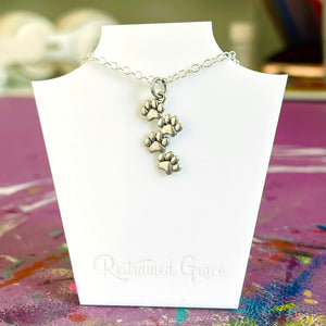 Stacked Paws Day Collar - Sterling Silver Day Collar Restrained Grace