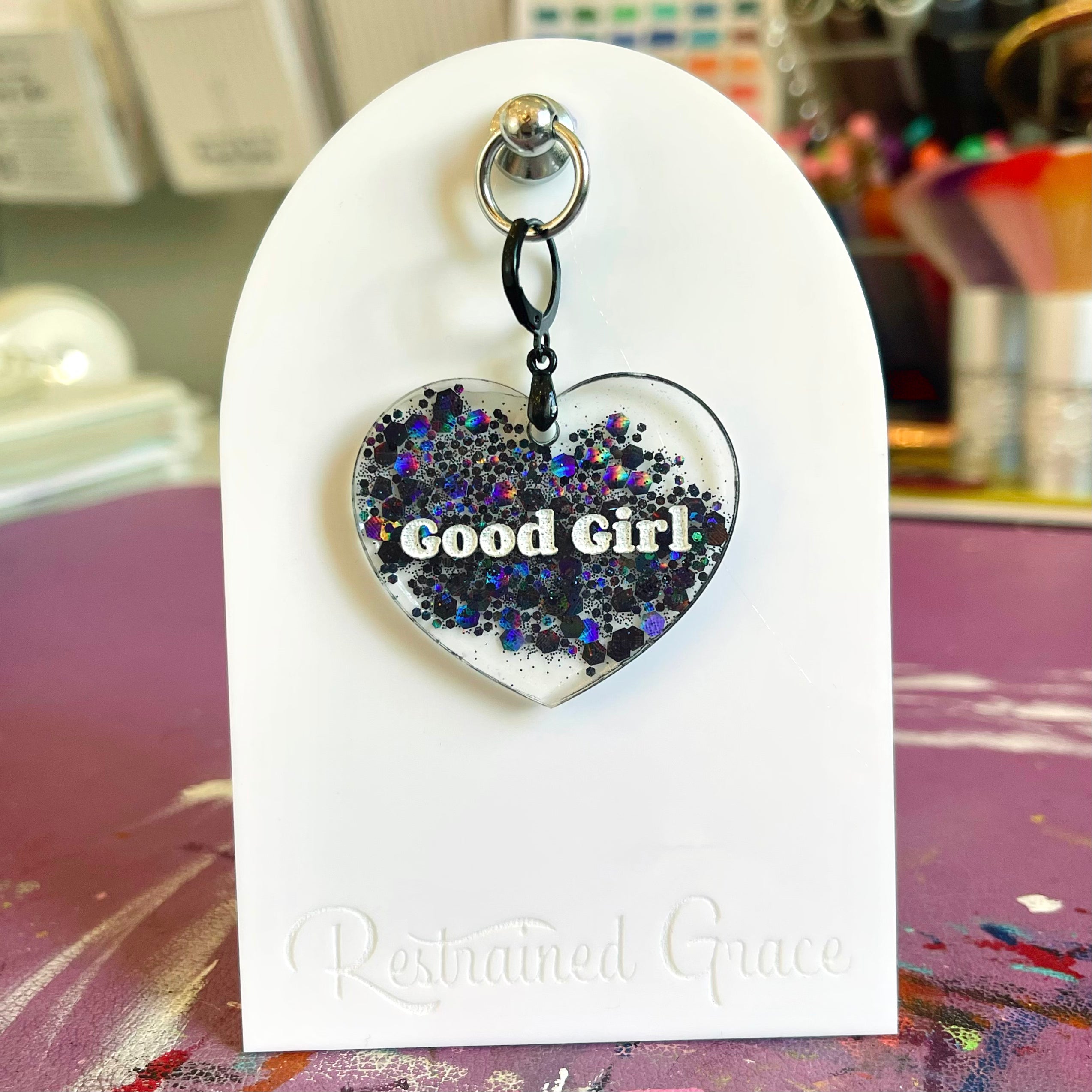 Design Your Own Glitter Heart Collar Tag