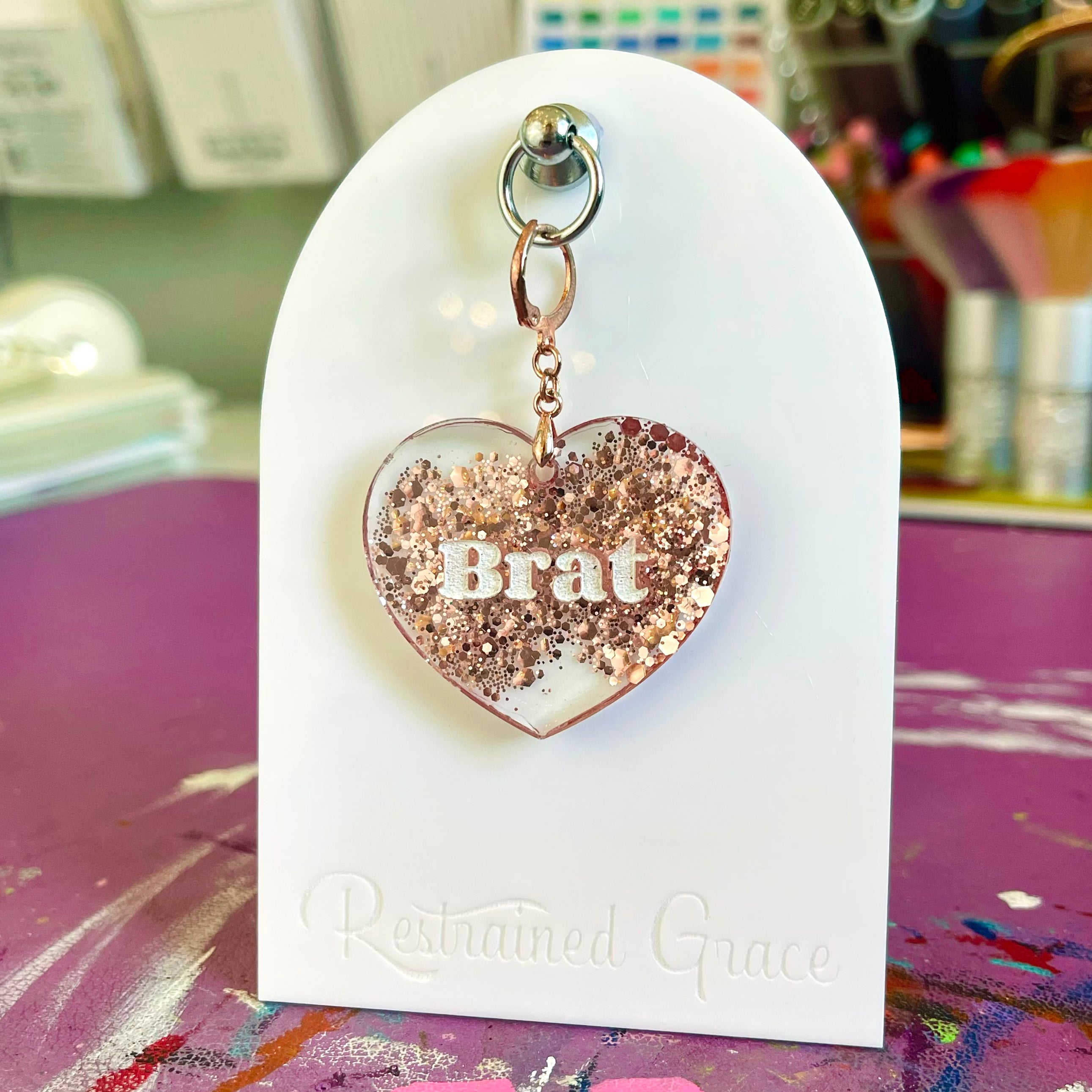 Design Your Own Glitter Heart Collar Tag