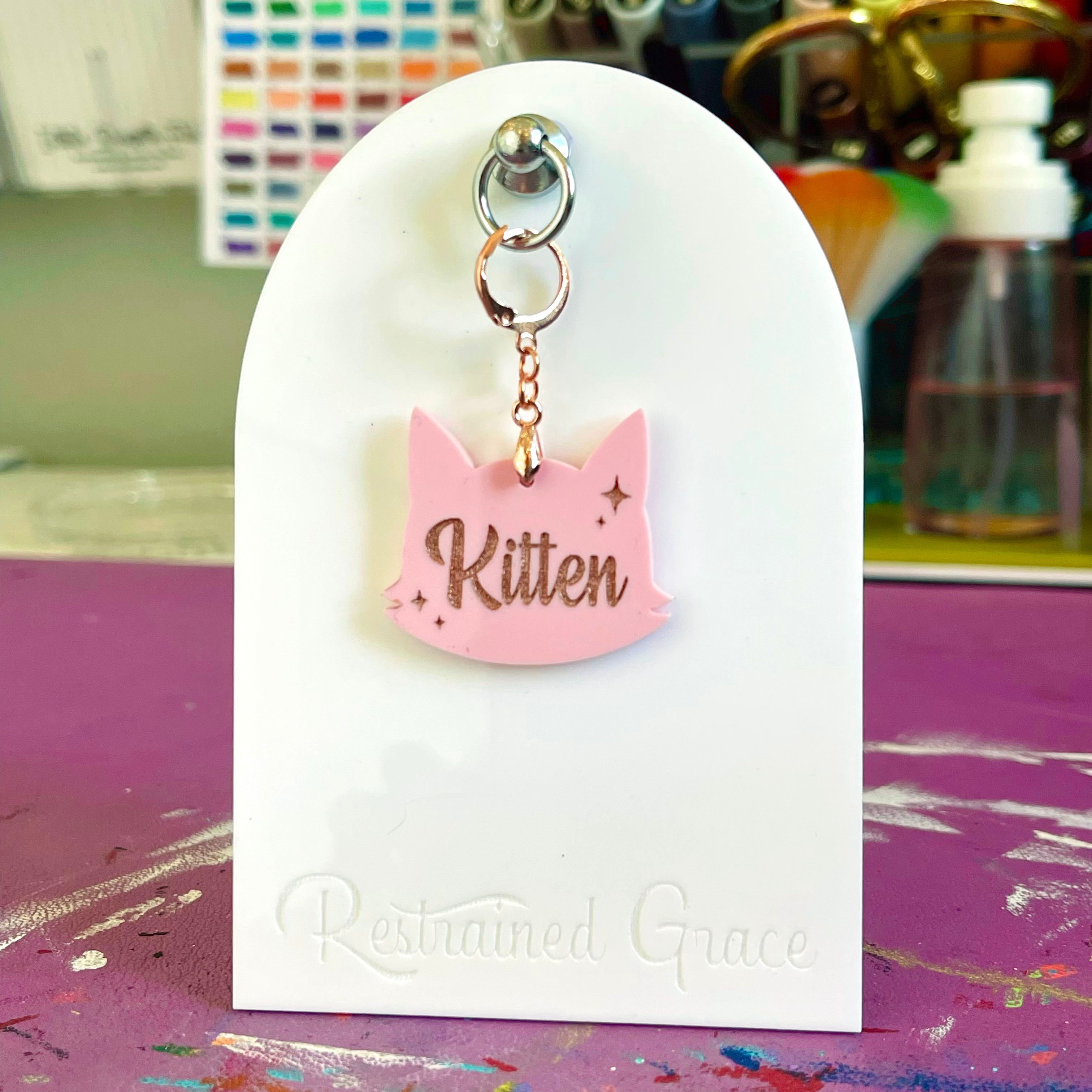 Retro Kitten Collar Tag