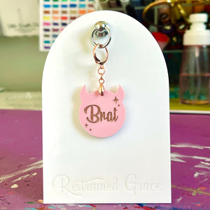 Retro Sparkle Brat Collar Tag - Blush Pink & Rose Gold Collar Tag Restrained Grace