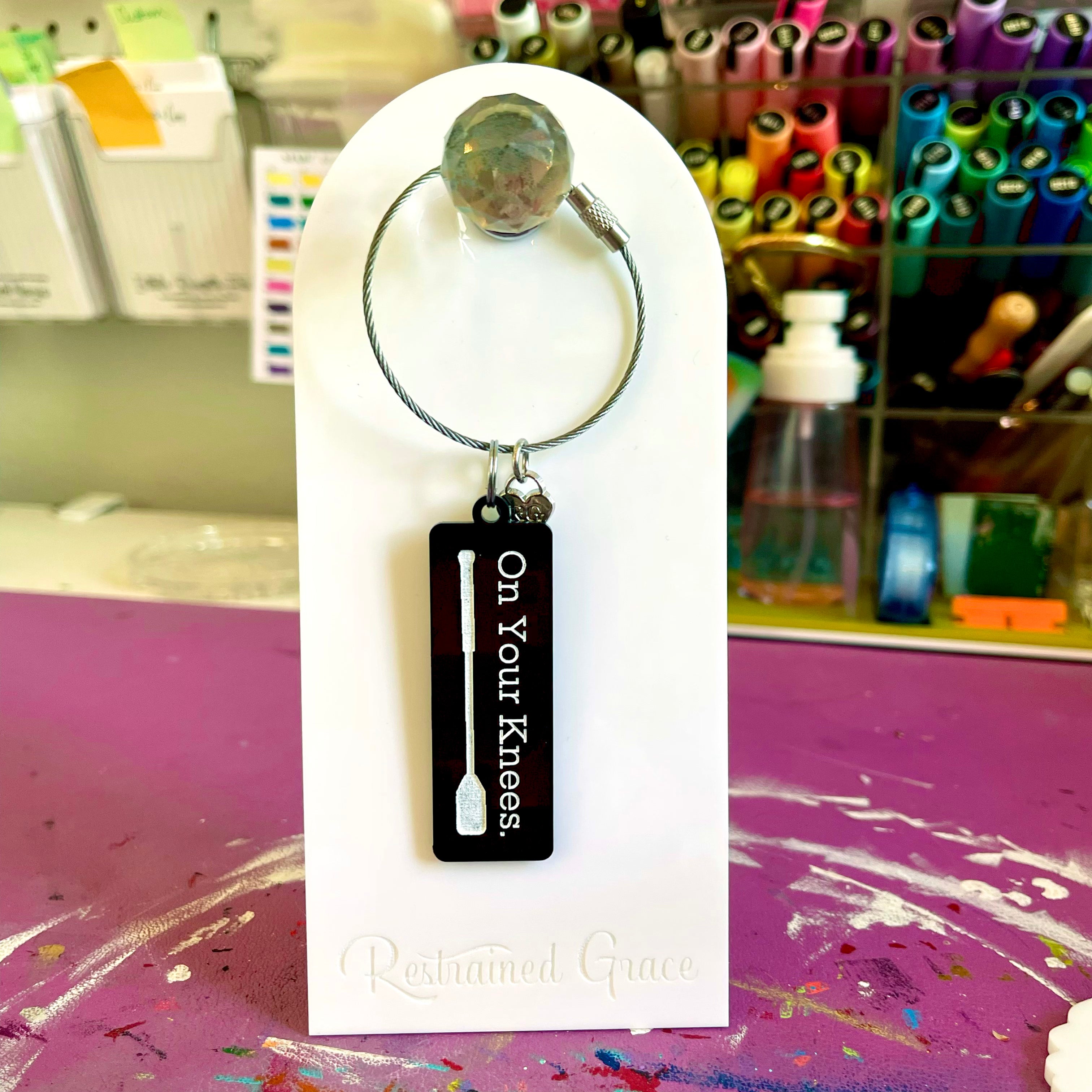 On Your Knees - Dominant Keychain/Bag Tag Keychain Restrained Grace