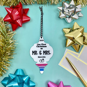 Personalized LGBTQ Just Married Christmas Ornament Ornament Restrained Grace