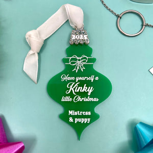 Custom Kinky Little Christmas Ornament - BDSM Gift Ornament Restrained Grace