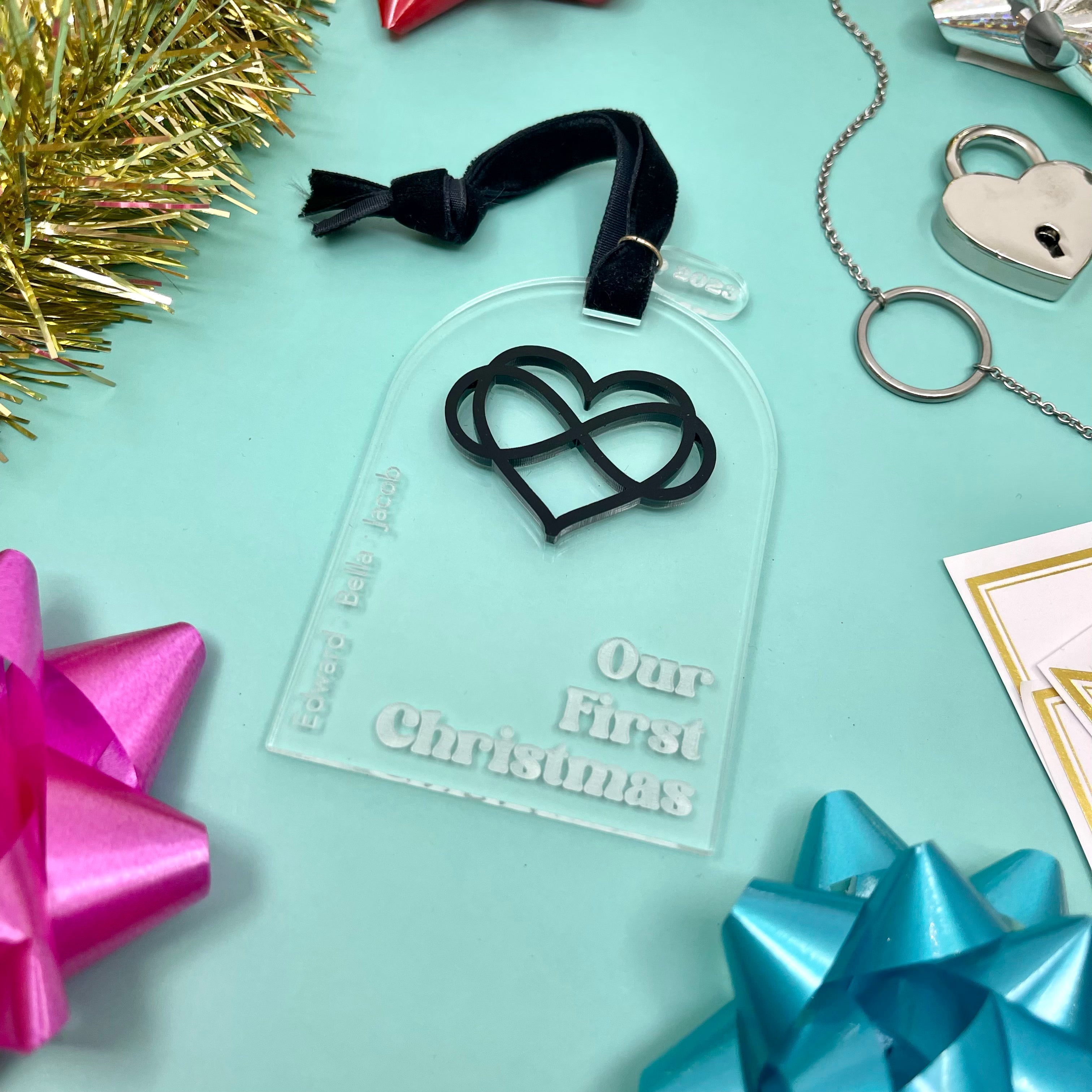 Personalized Our First Christmas Subtle Polyamory Ornament Ornament Restrained Grace