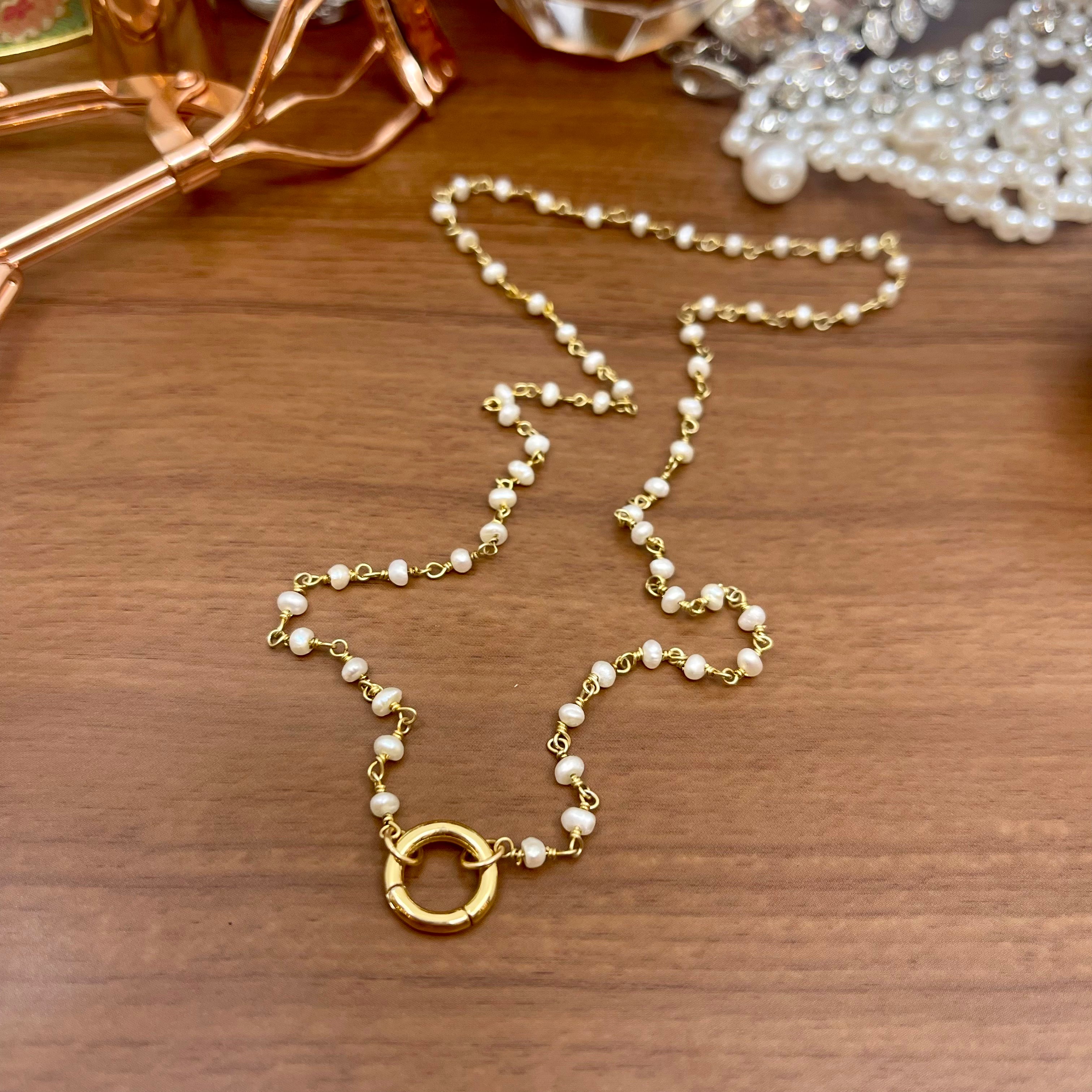 Discreet Rosary Ring of O Day Collar - Pearl & 14K Gold Filled