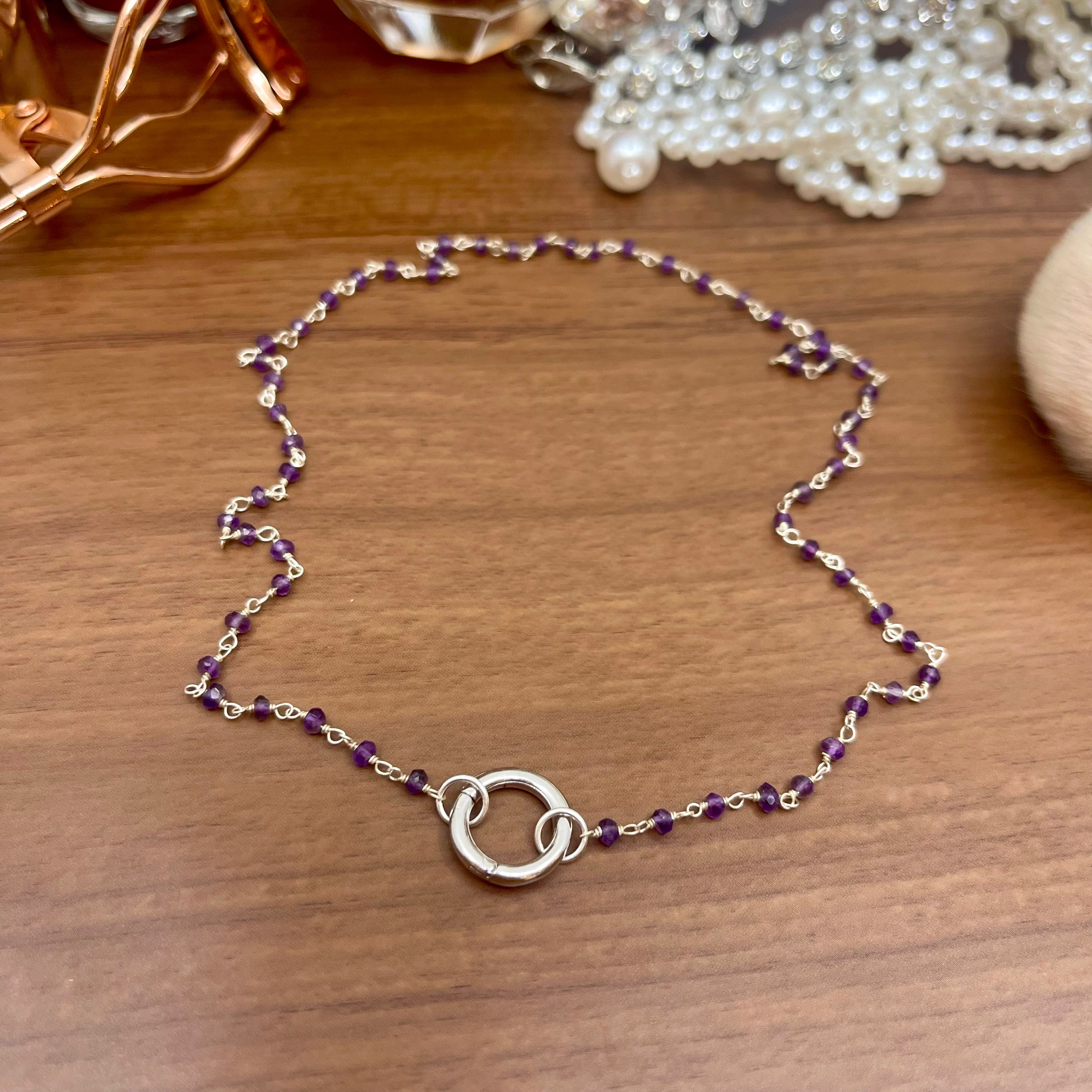 Discreet Rosary Ring of O Day Collar - Amethyst & Sterling Silver