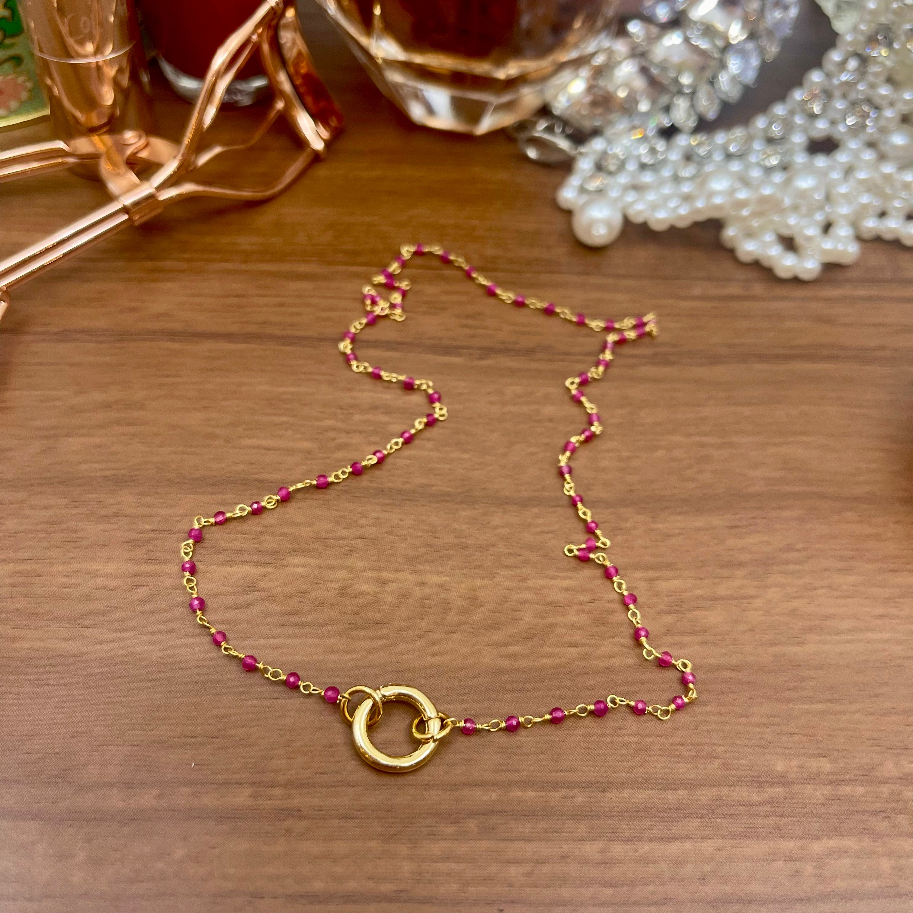 Discreet Rosary Ring of O Day Collar - Ruby & 14K Gold-Filled