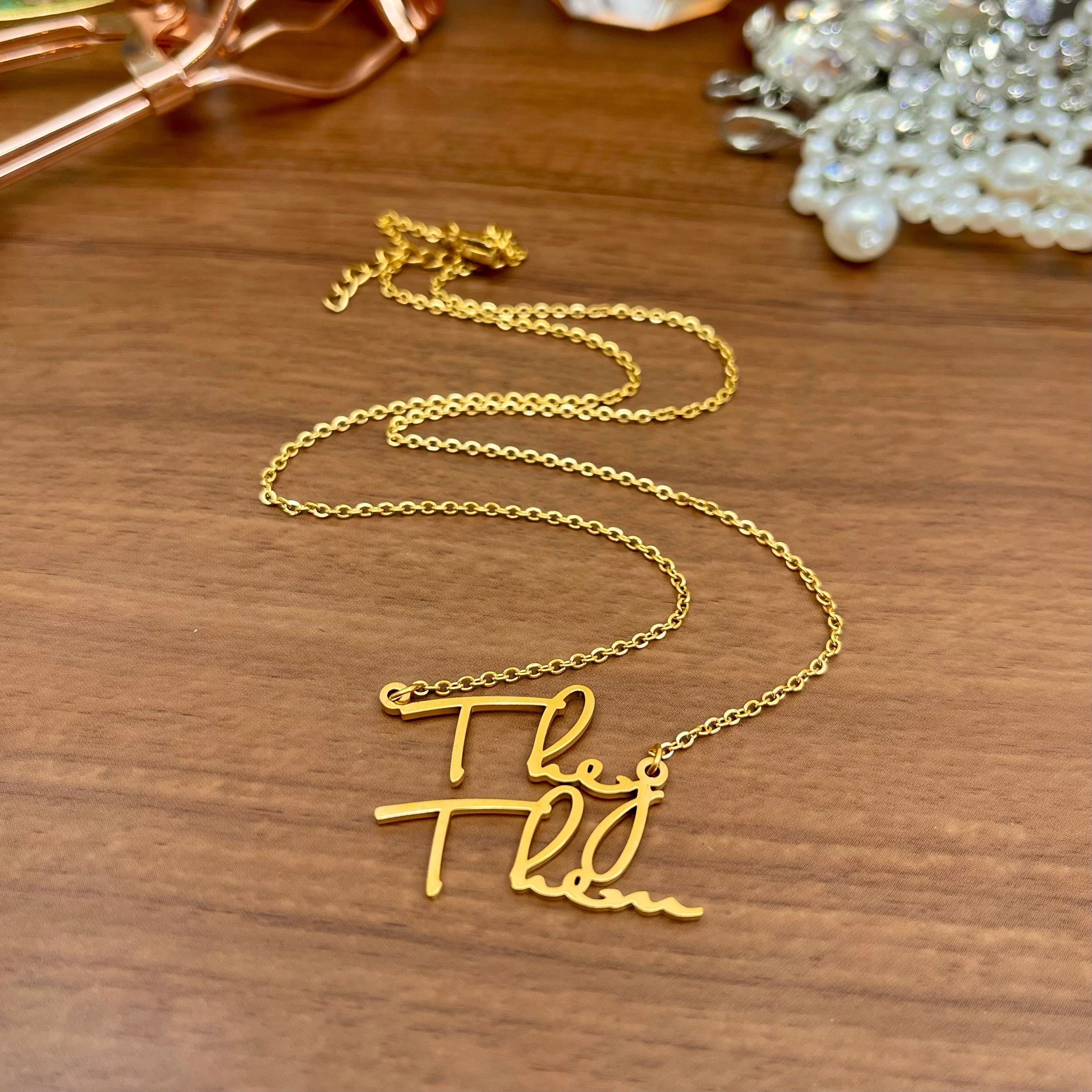 The Retro Pronoun Necklace in Stainless Steel Necklace Restrained Grace