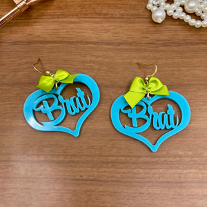 Custom Brat Heart Earrings Earrings Restrained Grace