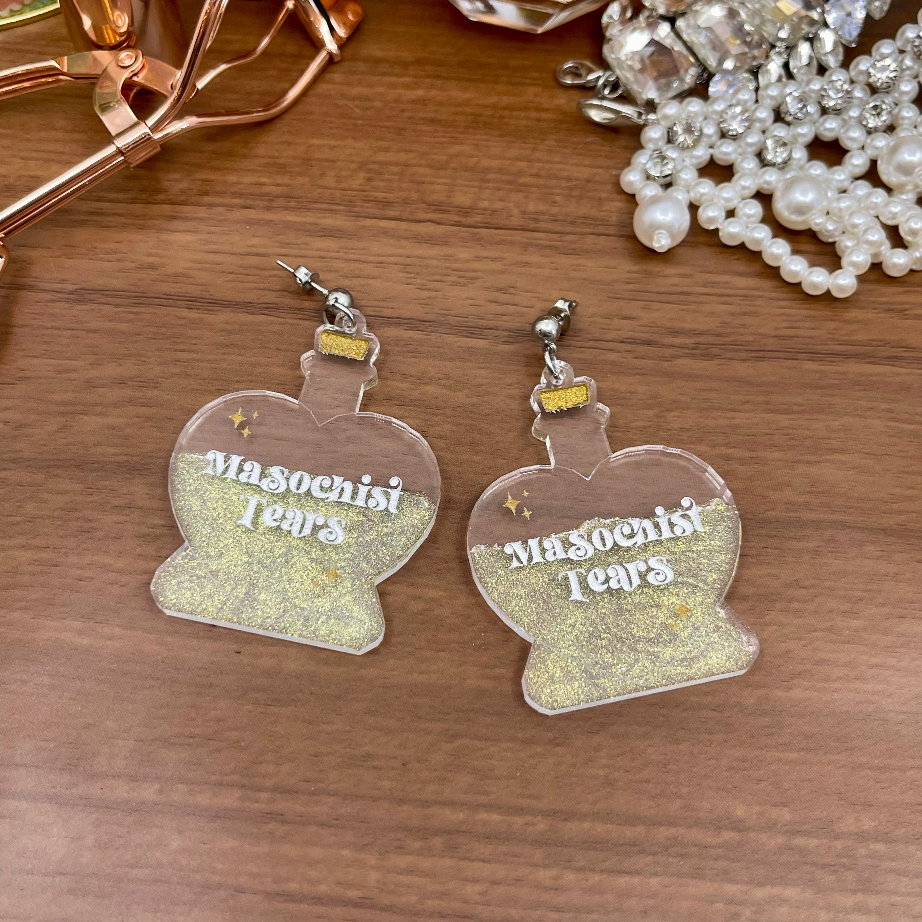 Masochist Tears Potion Bottle Earrings Earrings Color & Camp