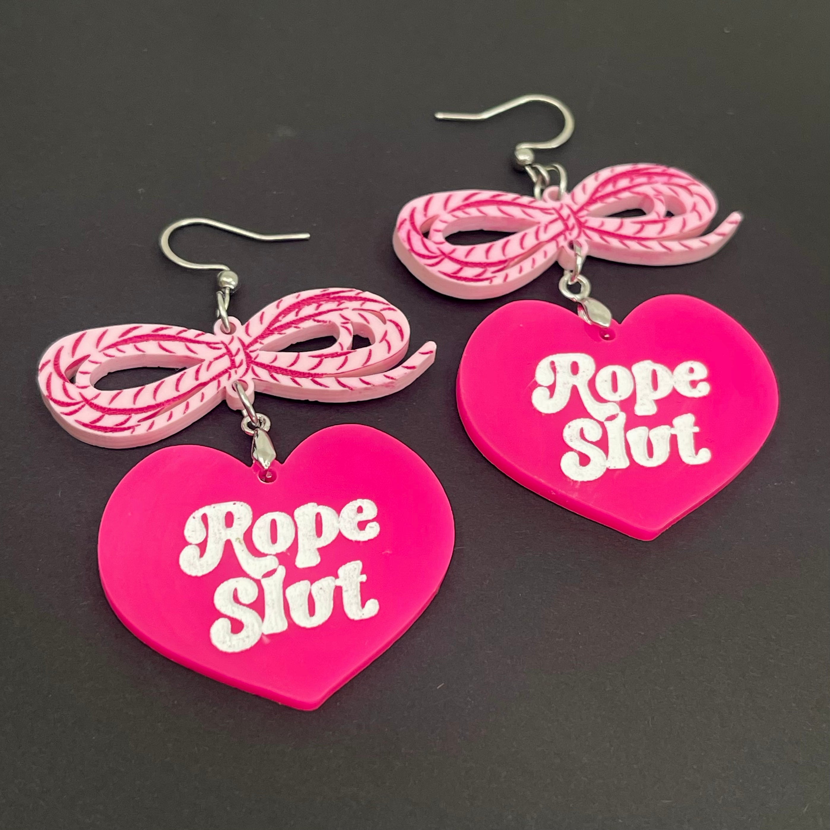 Rope Slut Earrings - Pink