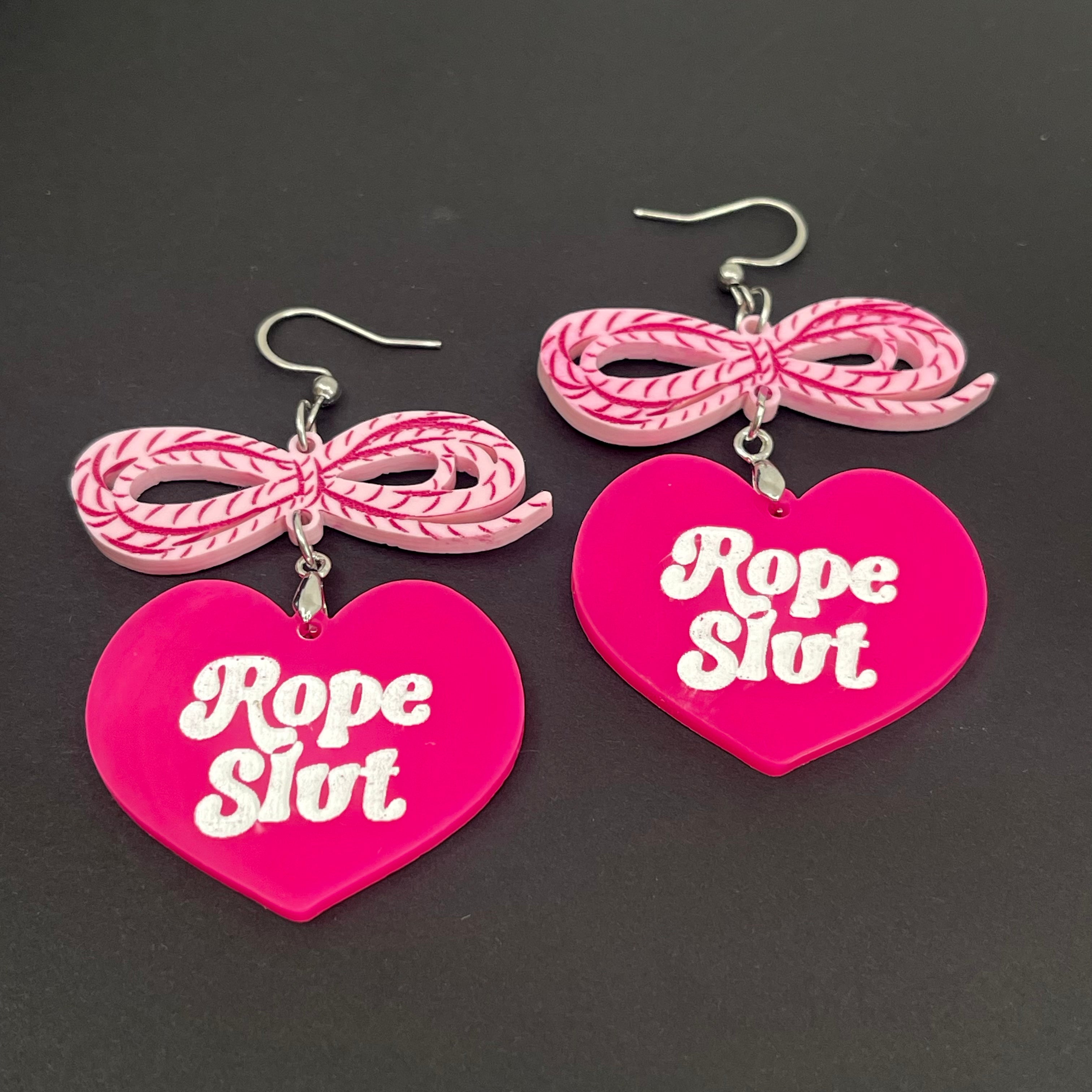 Rope Slut Earrings - Pink