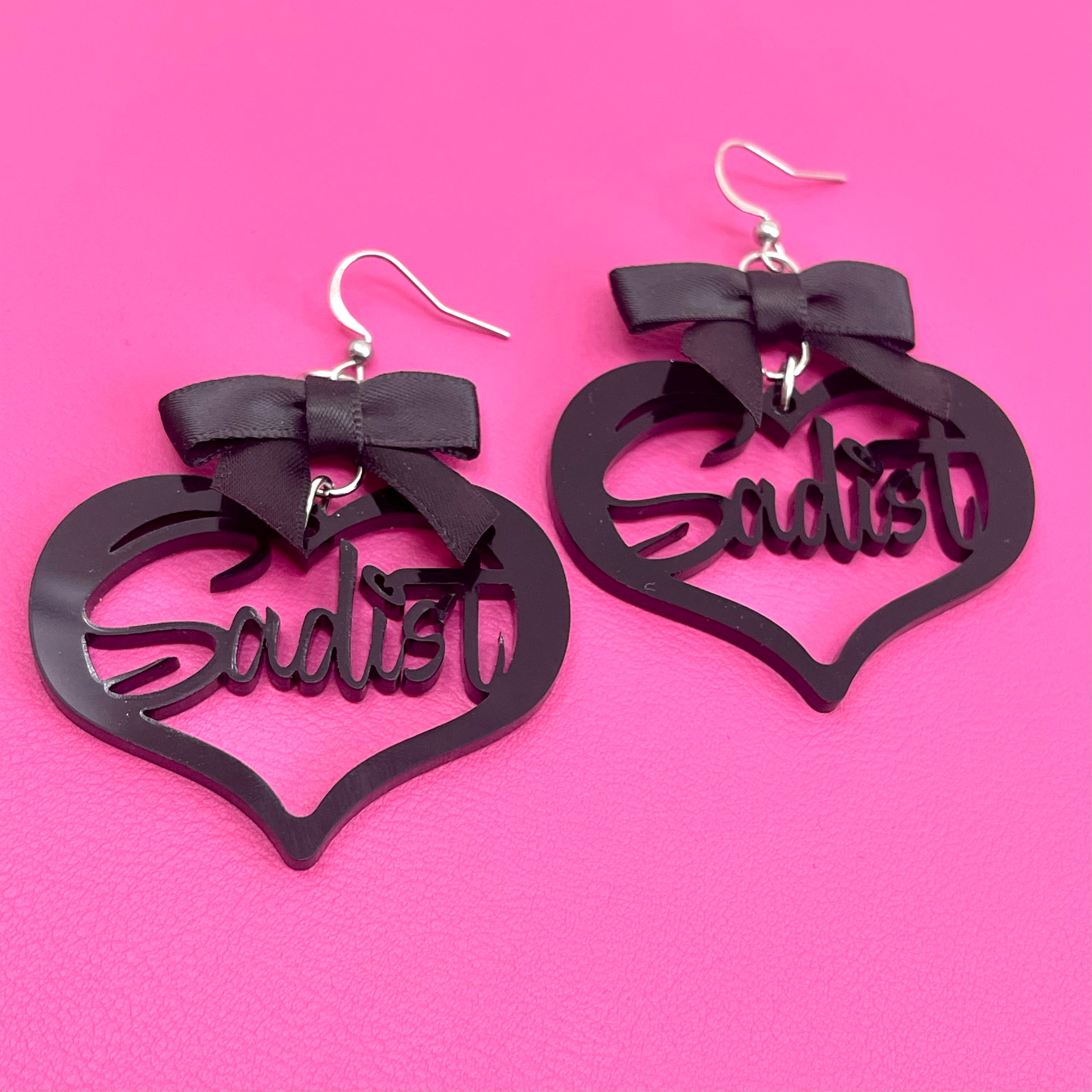Sadist Cutout Earrings - Black Earrings Restrained Grace