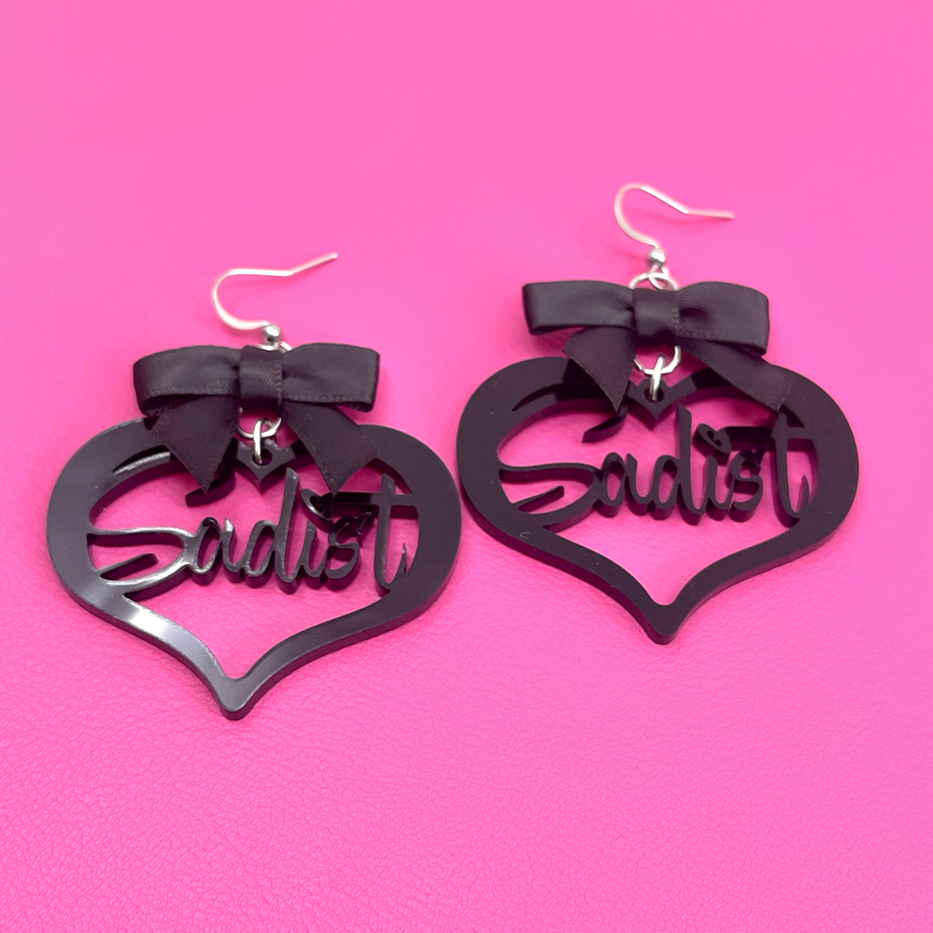 Sadist Cutout Earrings - Black Earrings Restrained Grace