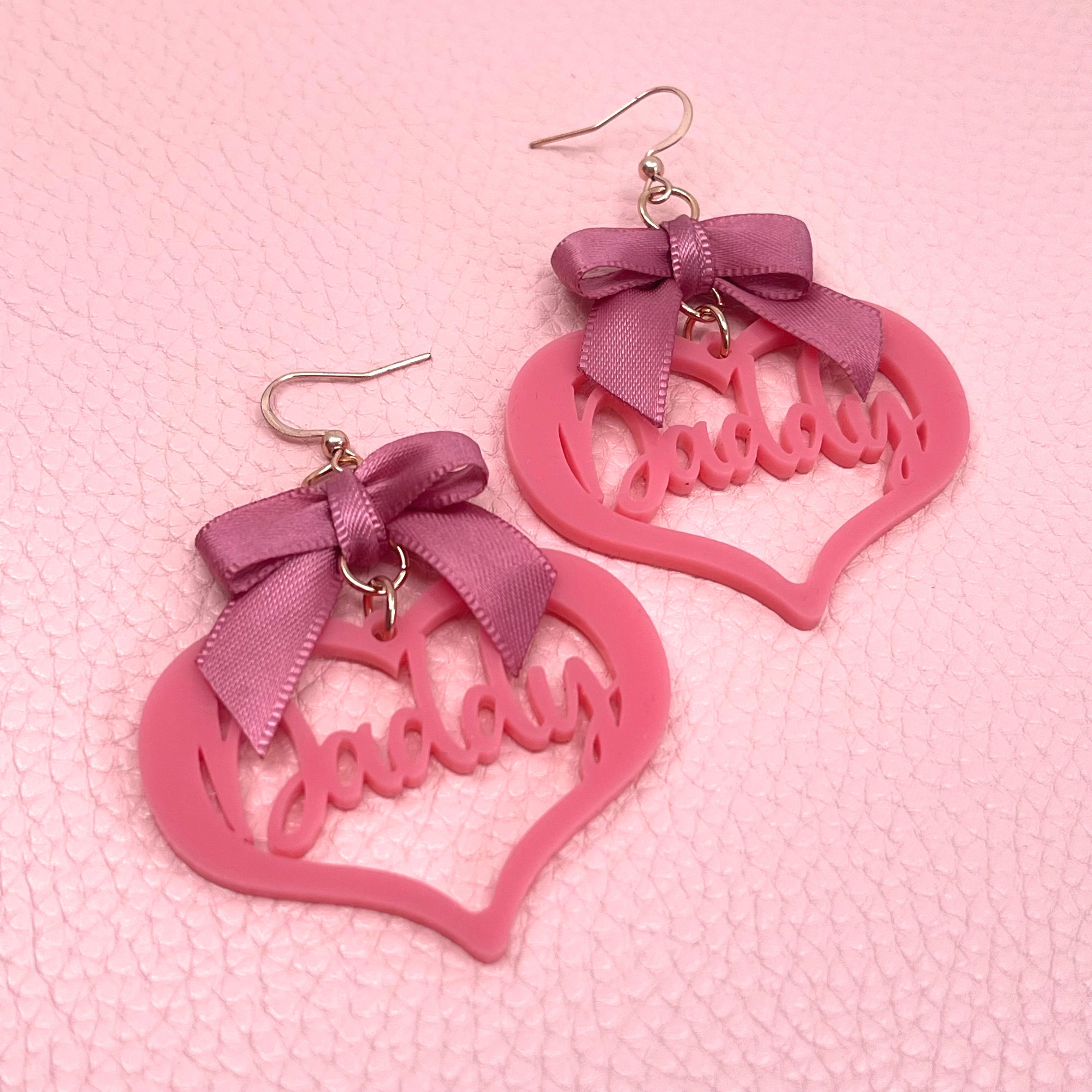 Daddy Cutout Earrings - Pink & Mauve Earrings Restrained Grace