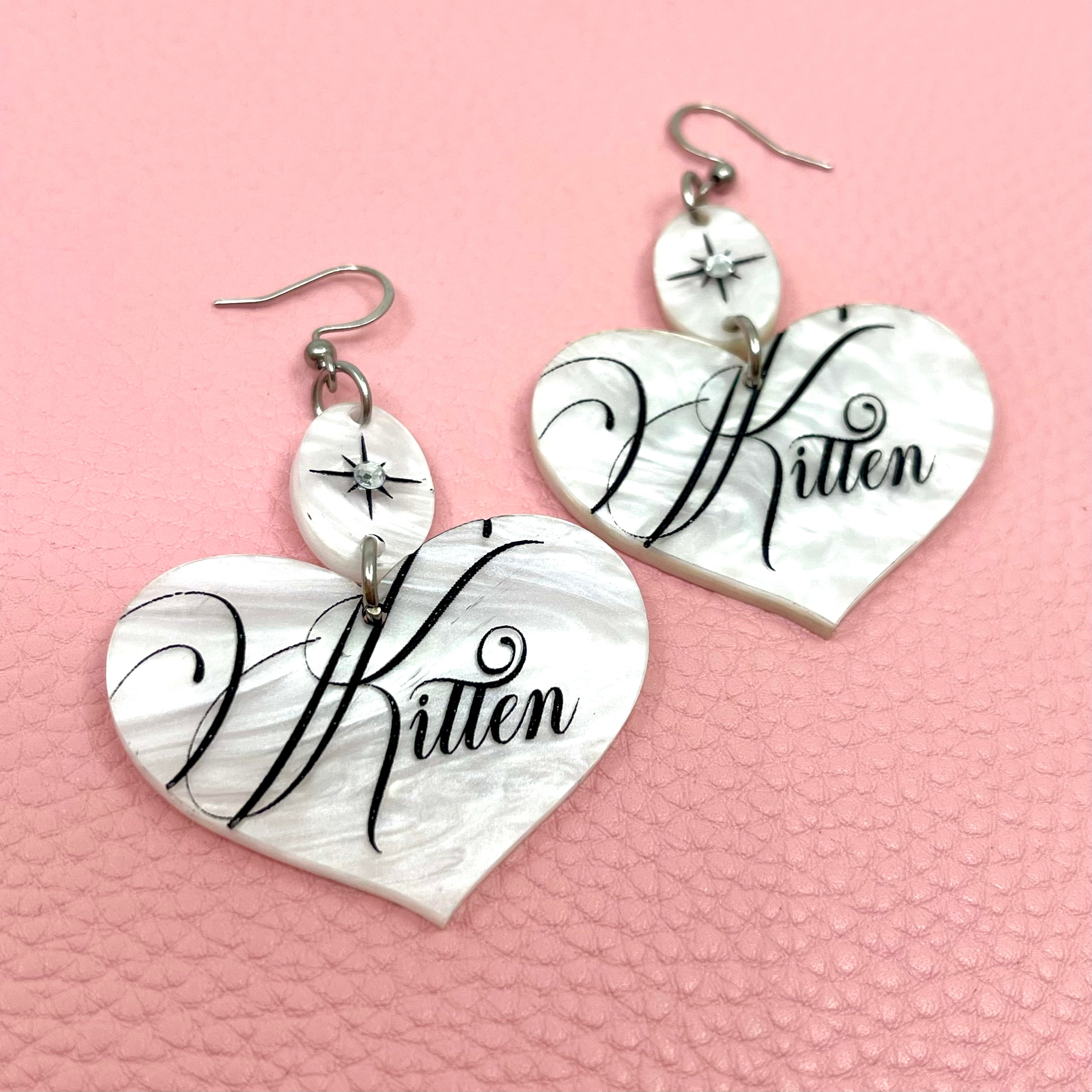 'Kitten' Vintage Romance Heart Earrings