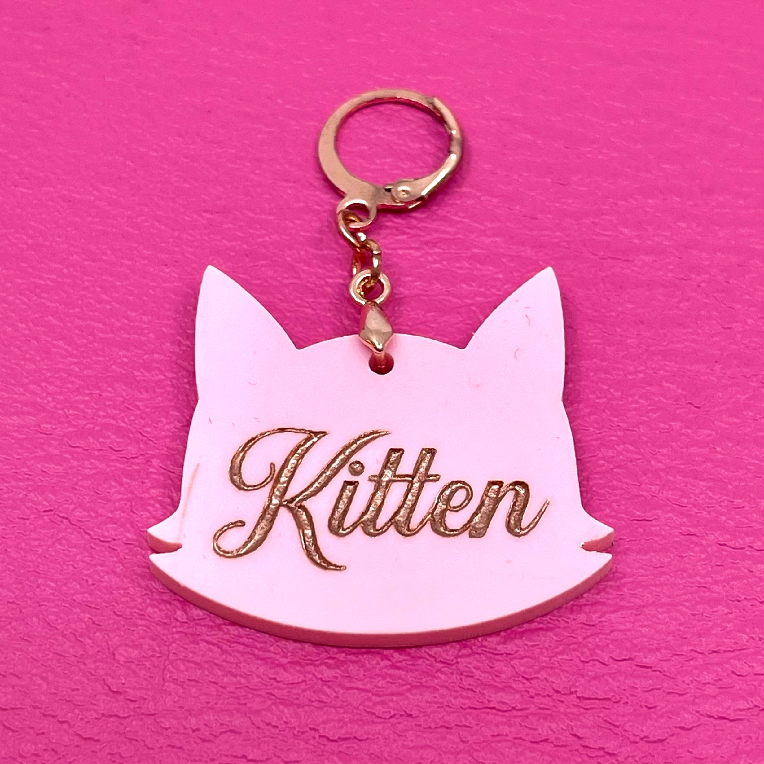 Custom Acrylic Collar Tag - Kitty Head Collar Tag Restrained Grace