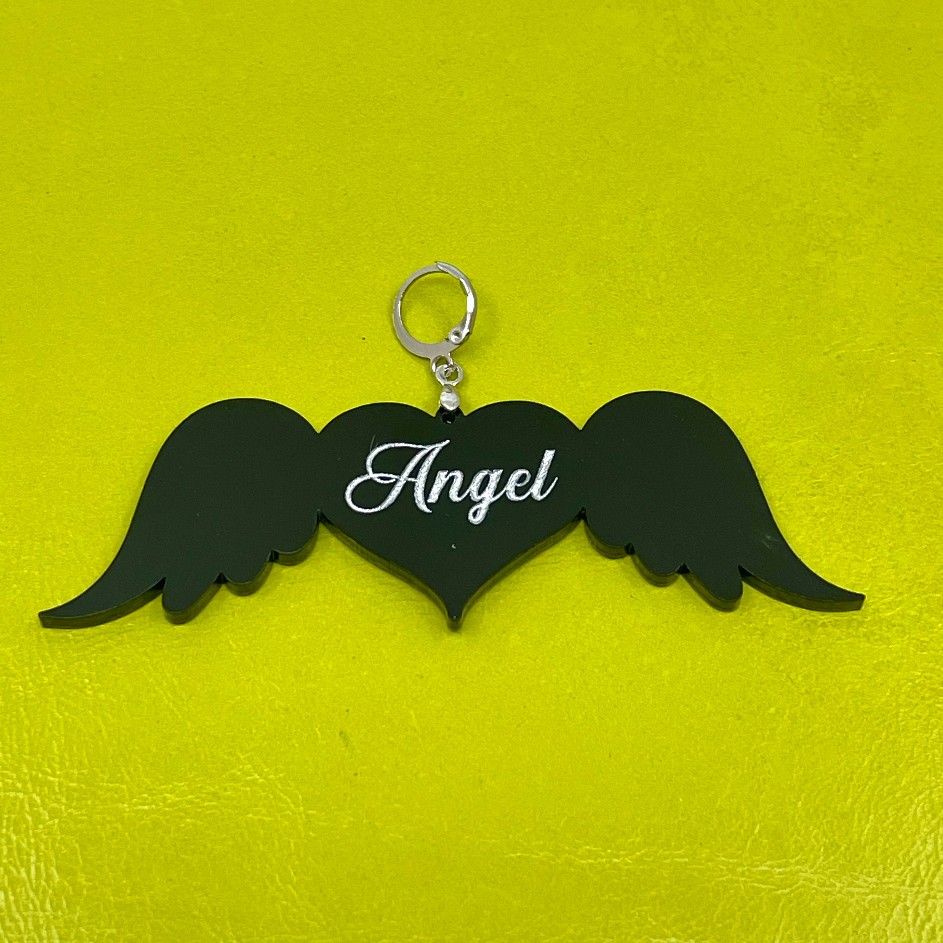 Custom Acrylic Collar Tag - Angel-Winged Heart Collar Tag Restrained Grace