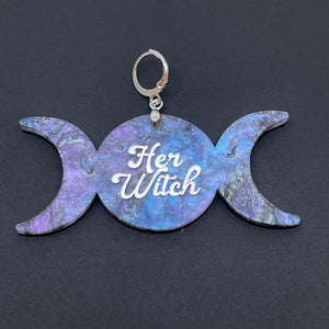 Custom Acrylic Collar Tag - Triple Moon Goddess Collar Tag Restrained Grace