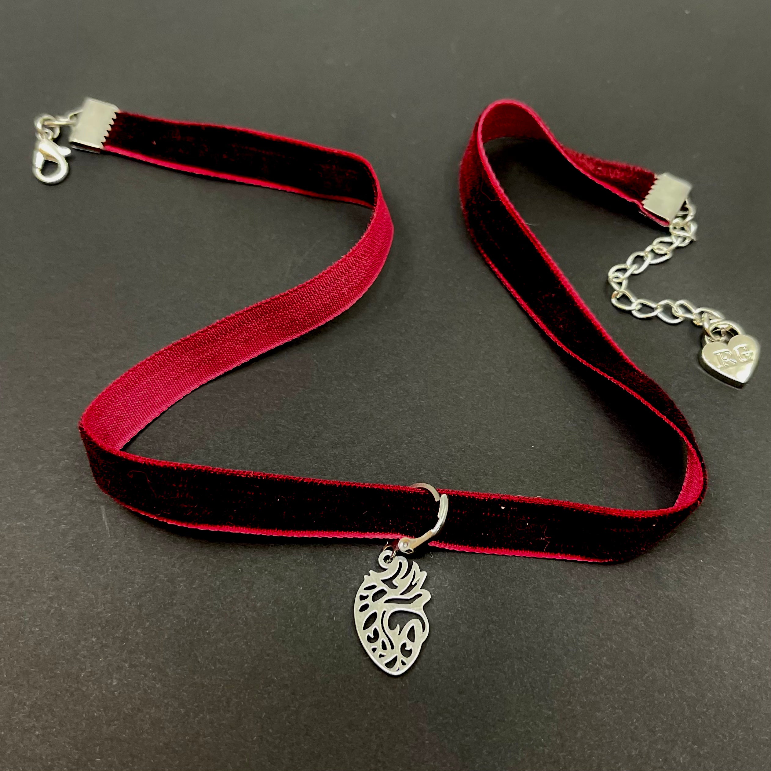 Burgundy Velvet Mini Choker Necklace Restrained Grace