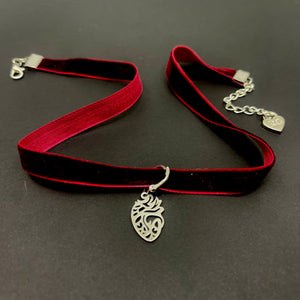 Burgundy Velvet Mini Choker Necklace Restrained Grace